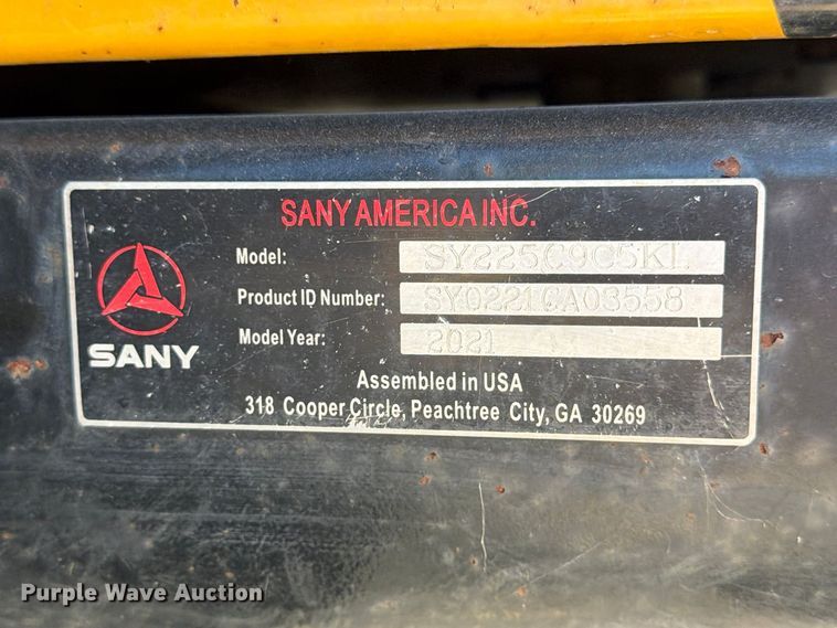 image for item FU6013 2021 Sany SY225C LC excavator