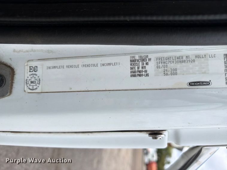 image for item FW3567 2008 Freightliner Business Class M2 Crew Cab crane truck