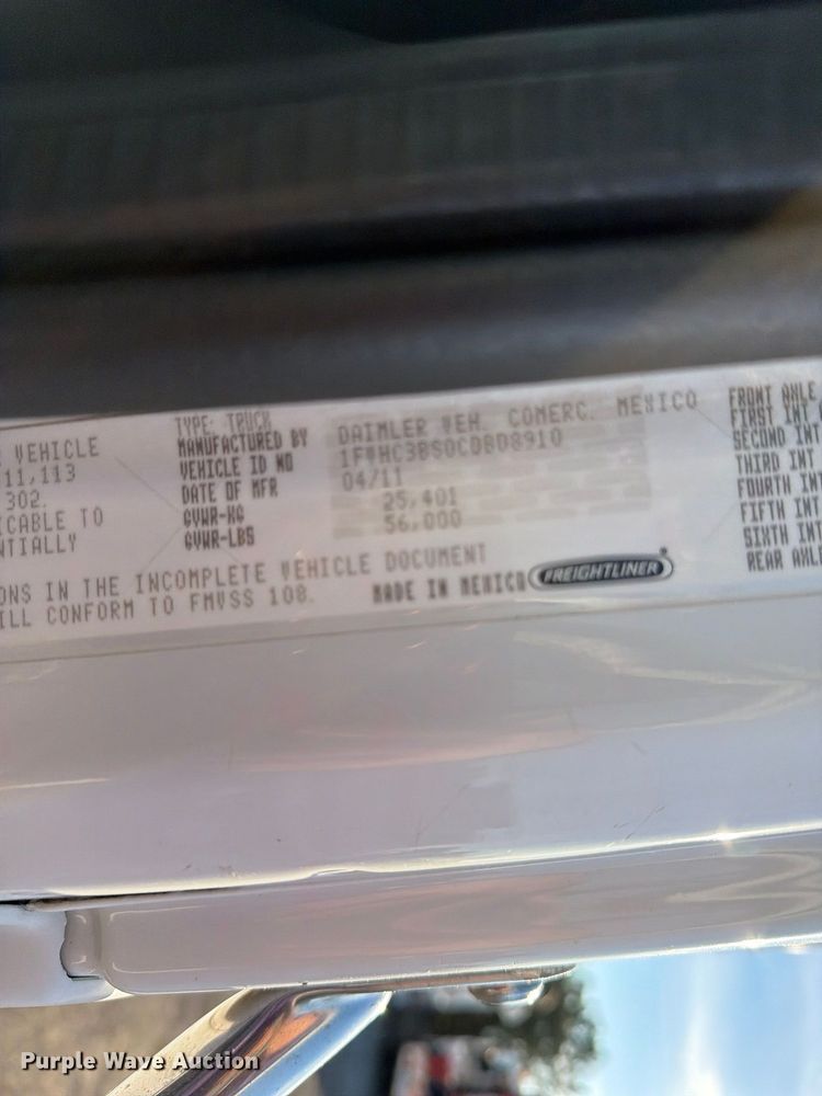 image for item FW3588 2012 Freightliner Business Class M2 Crew Cab crane truck