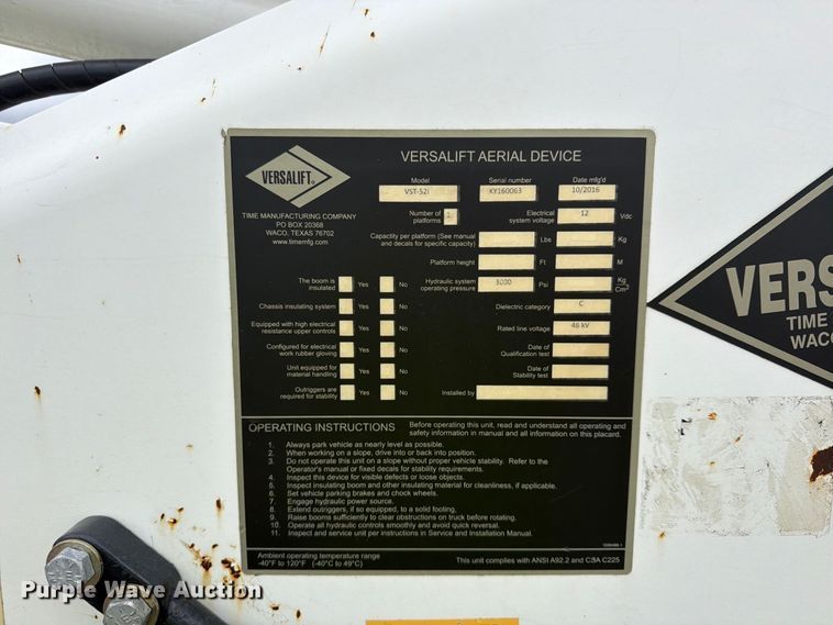 image for item YA5155 2016 Versalift MA53TD tracked boom lift