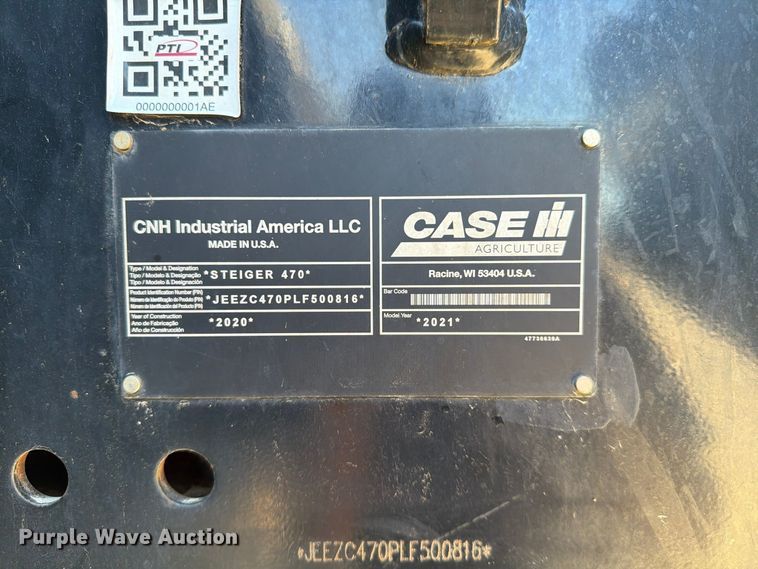 image for item FG0850 2020 Case IH Steiger 470 4WD tractor
