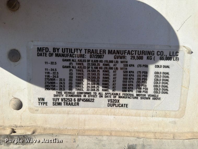 image for item ER3498 2008 Utility Trailer Manufacturing VS2DX dry van trailer