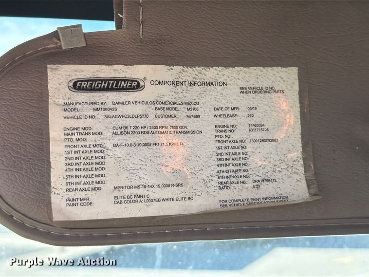 image for item YA5120 2020 Freightliner Business Class M2 box truck
