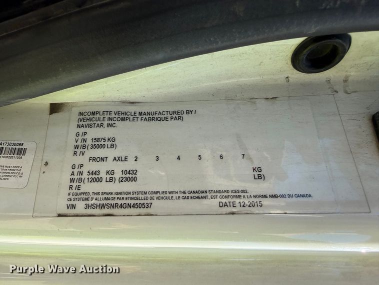 image for item YA5138 2016 International 8600 toter truck