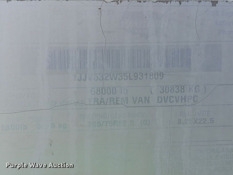 image for item YA5518 2005 Wabash DVCVHPC dry van trailer