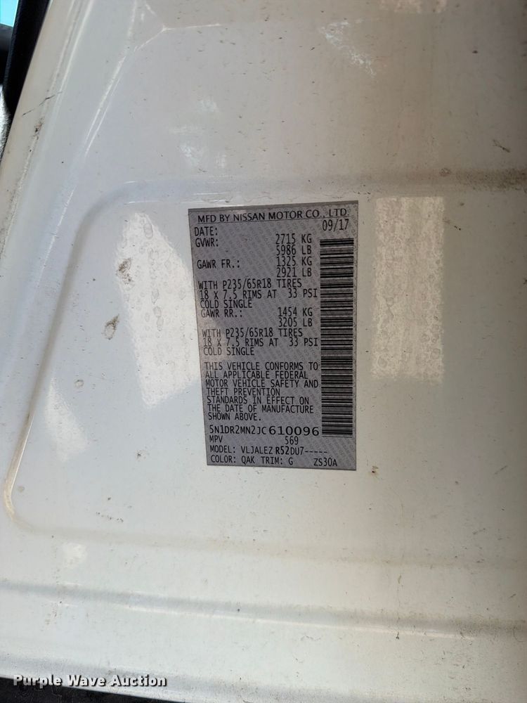 image for item EU0907 2018 Nissan Pathfinder SUV