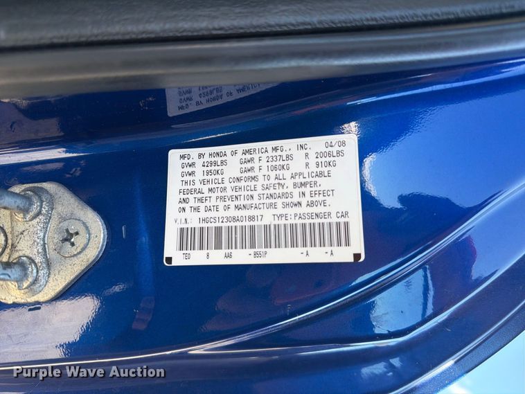 image for item EU0916 2008 Honda Accord 