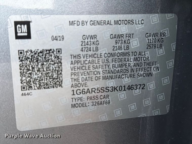 image for item EU0930 2019 Cadillac CTS 