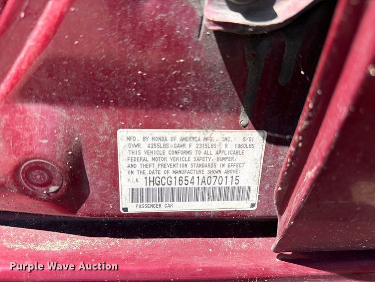 image for item EU0948 2001 Honda Accord 