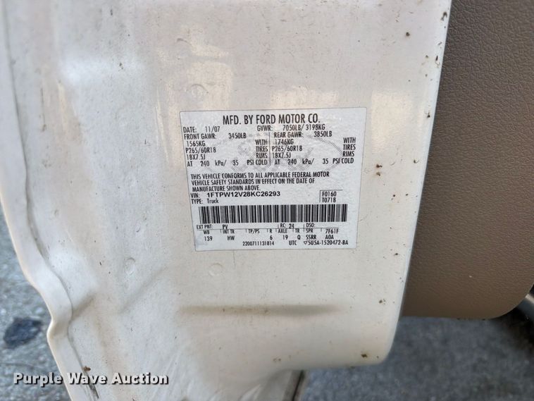 image for item EU0951 2008 Ford F150 Crew Cab pickup truck