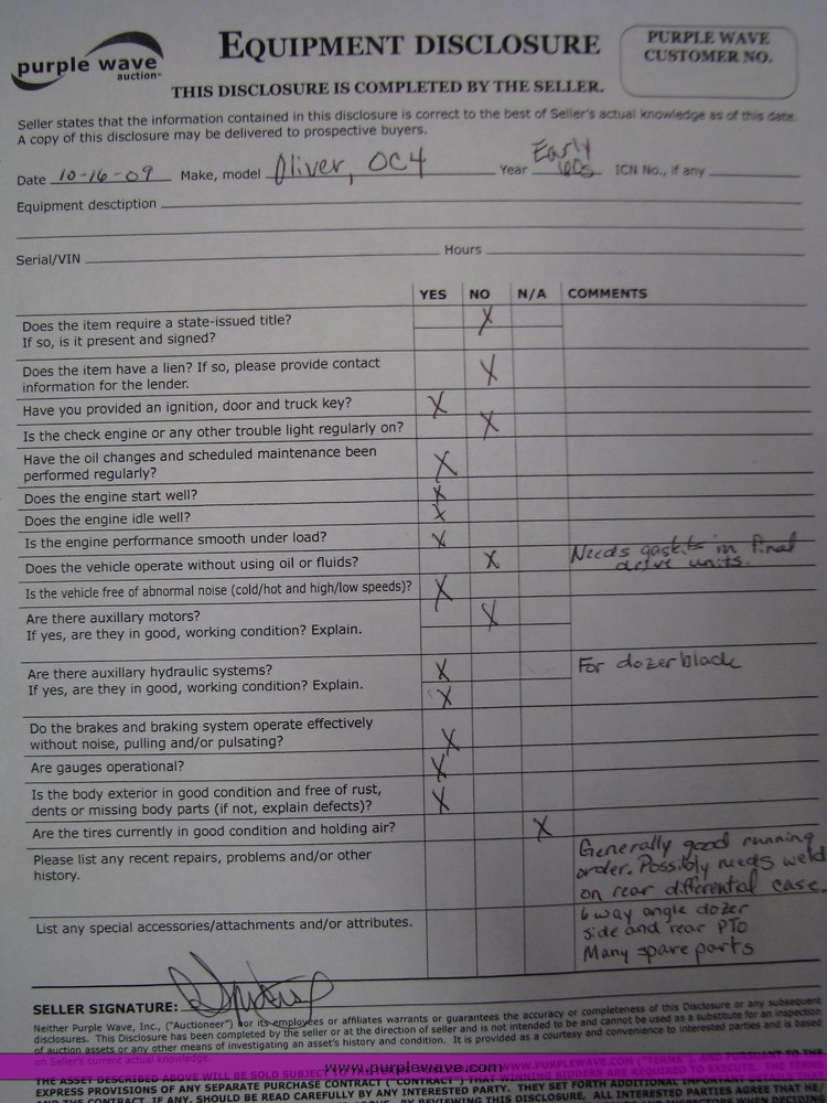 image for item 2091 Oliver Tractor