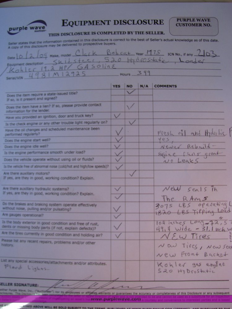 image for item 2103 Bobcat Clark 520 skid steer