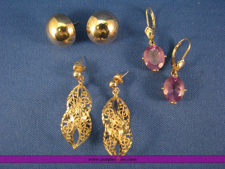 image for item 3157 (3) pair of 14K gold earrings