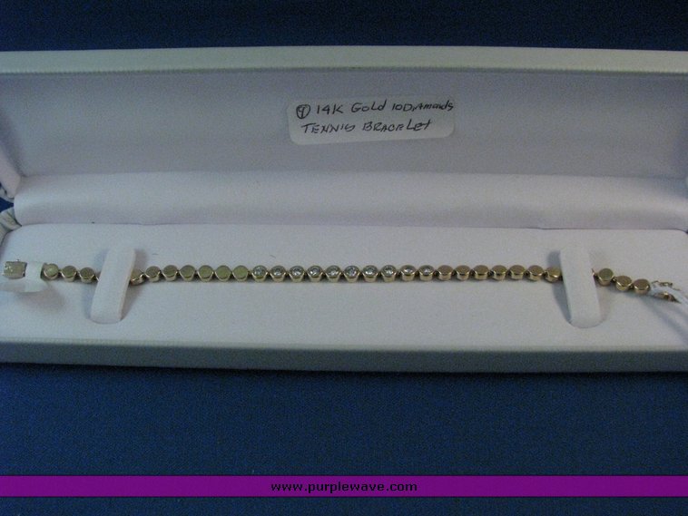 image for item 3489 14K gold 10 diamonds tennis bracelet