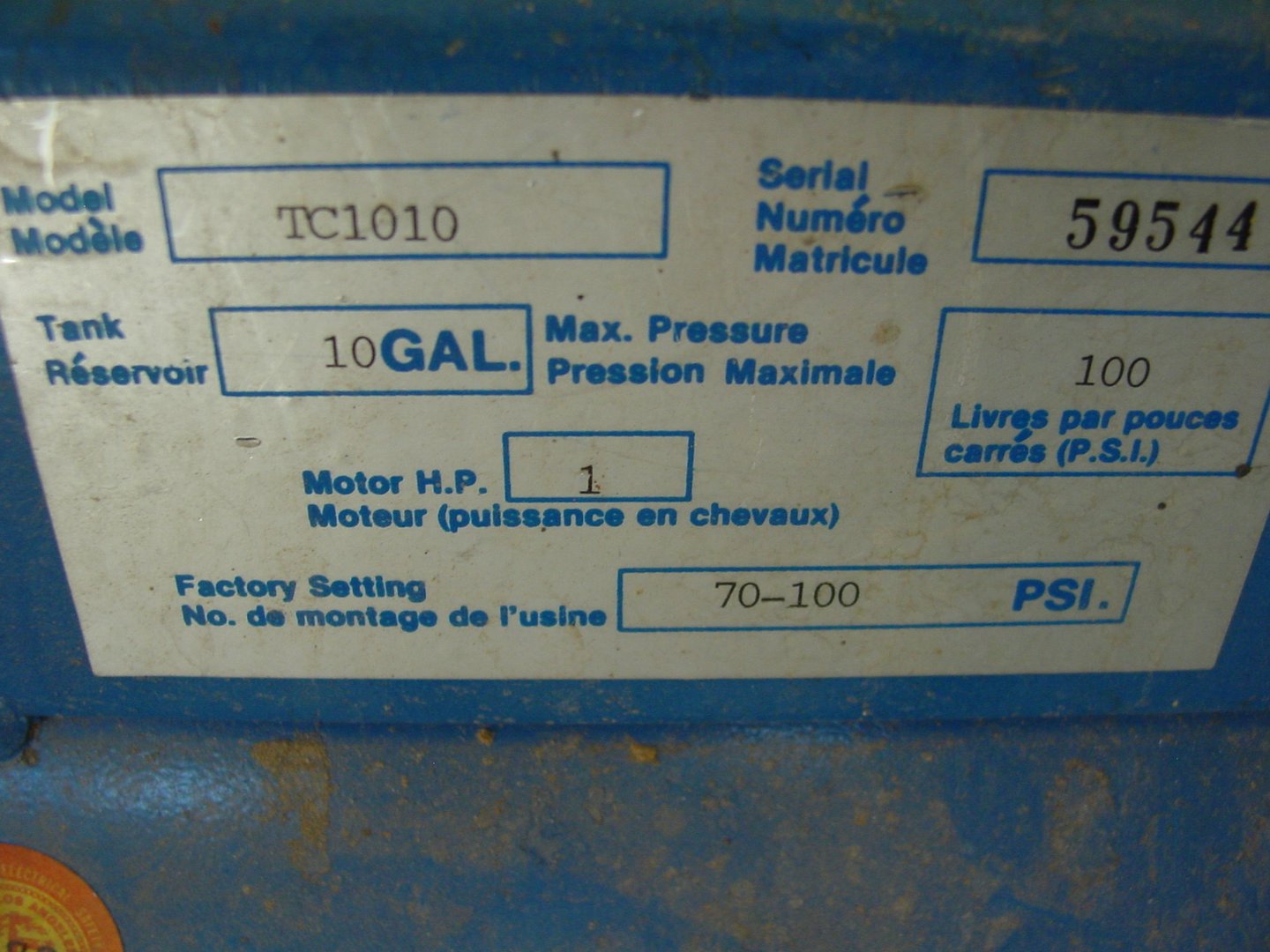 image for item 5004 Intermatic TC1010 air compressor