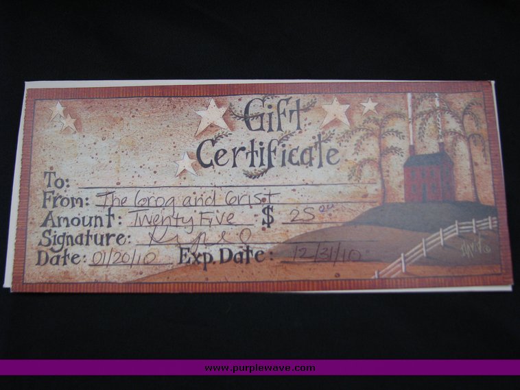 image for item 2001 $25 gift certificate and gift basket