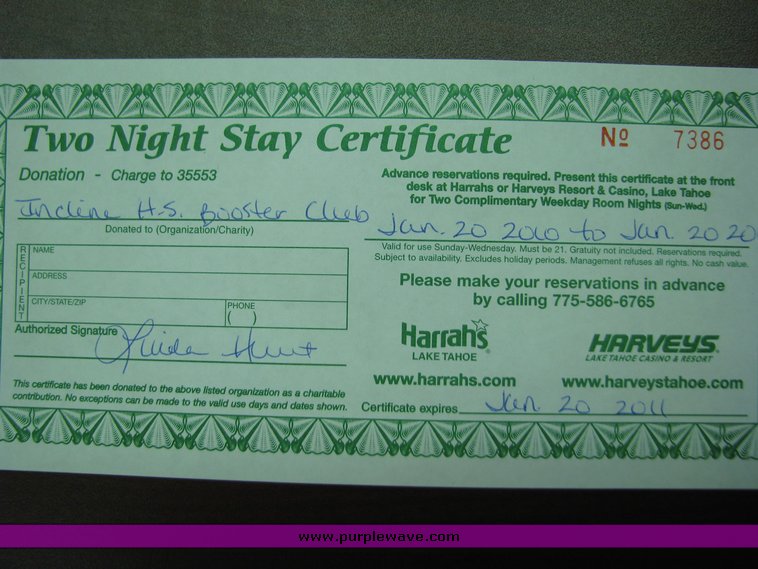 image for item 2026 2 Weekday Room Nights at Harrah's or Harveys at Lake Tahoe