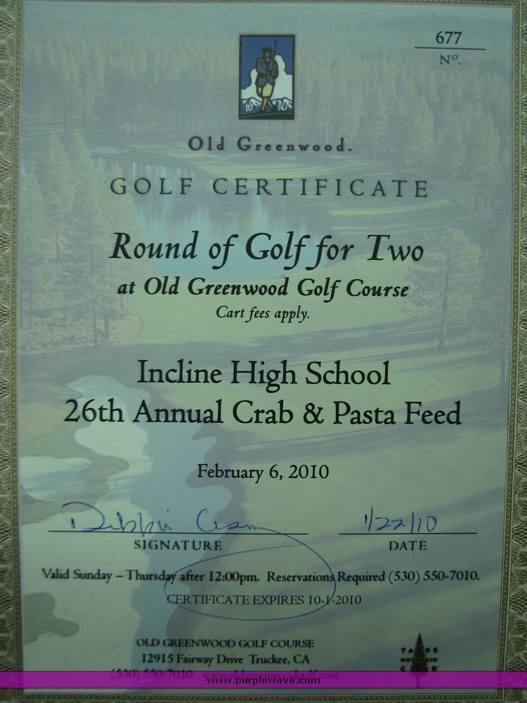 image for item 2027 Round of Golf for 2 Old Greenwood