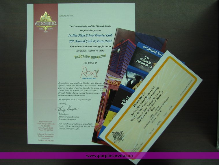 image for item 2029 Dinner and Show Package for 2