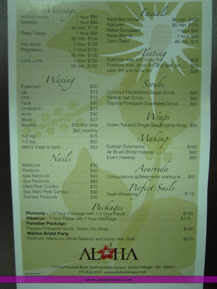image for item 2030 Plumeria Gift Certificate for Aloha Skin Spa