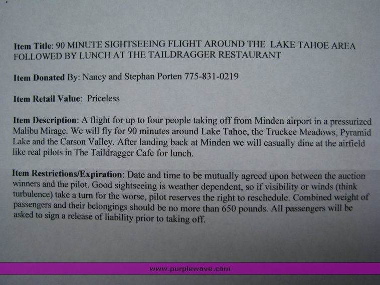 image for item 2034 Flight around Lake Tahoe