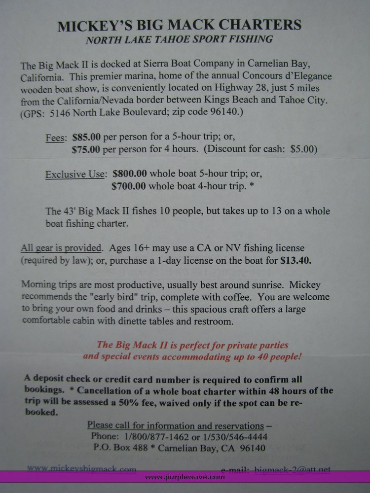 image for item 2049 Sport fishing charter on Lake Tahoe