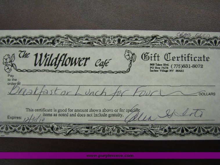 image for item 2057 Breakfast or lunch for 4