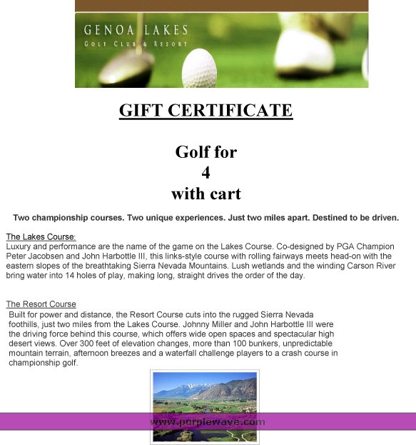 image for item 2007 Golf for 4 at Genoa Lakes