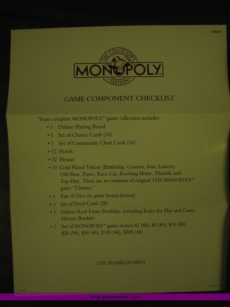 image for item 5041 Collectors Edition Monopoly Board