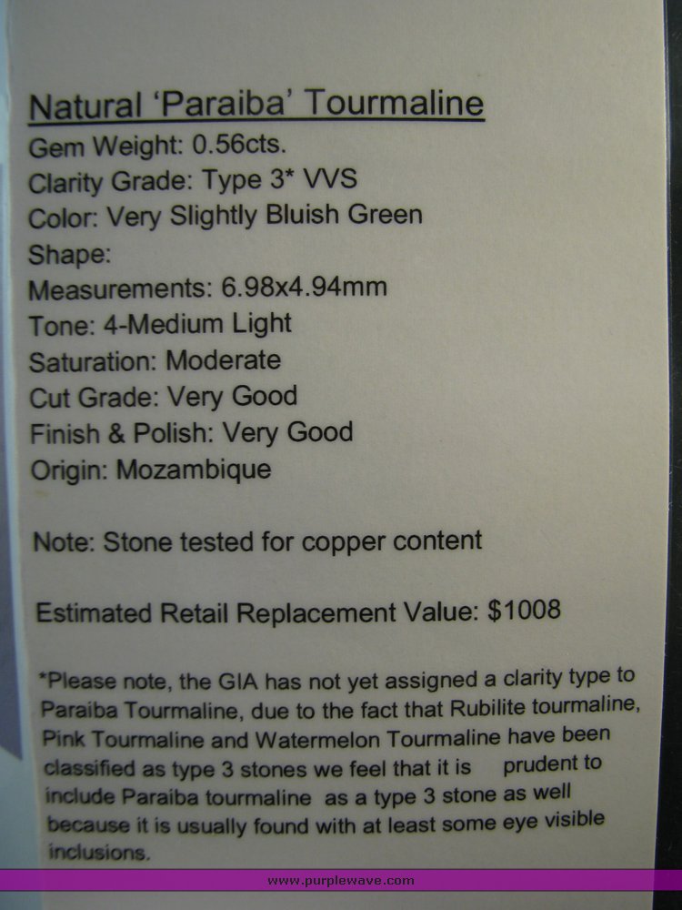 image for item 7000 Natural Paraiba Tourmaline