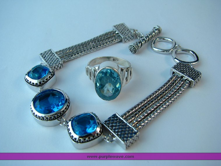 image for item 7035 London blue topaz bracelet and ring