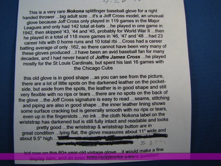 image for item 2277 (1) Jeff Crost baseball glove