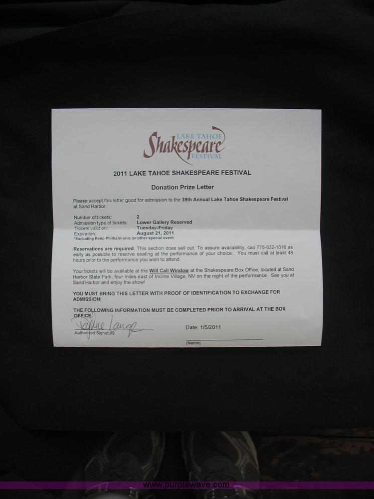 image for item 2012 2011 Lake Tahoe Shakespeare Festival