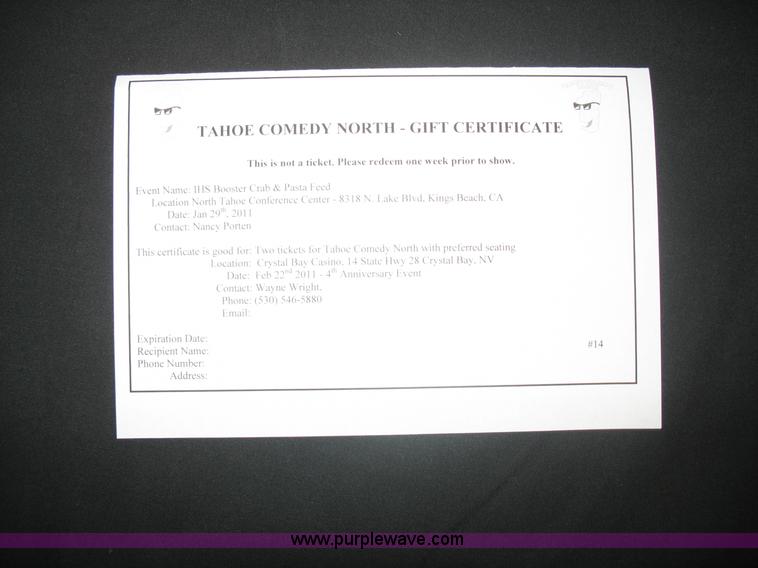 image for item 2079 2 tickets to Tahoe Comedy North Event