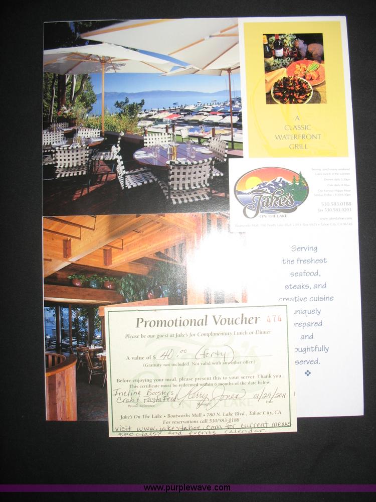 image for item 2108 $40 Gift Card to Jake's On The Lake